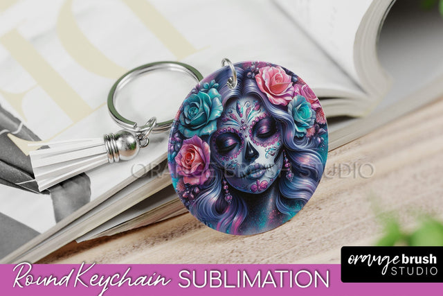 La Catrina Keychain - Halloween Sublimation PNG Sugar Skull Sublimation OrangeBrushStudio 