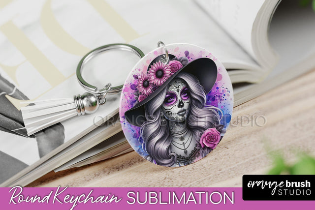La Catrina Keychain - Halloween Sublimation PNG Sugar Skull Sublimation OrangeBrushStudio 