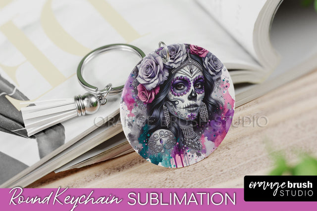 La Catrina Keychain - Halloween Sublimation PNG Sugar Skull Sublimation OrangeBrushStudio 