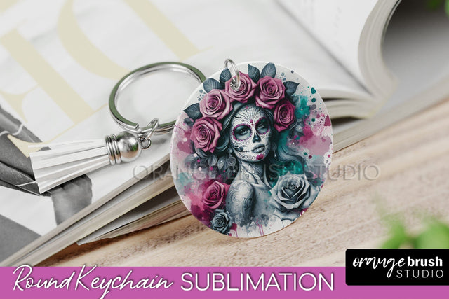 La Catrina Keychain - Halloween Sublimation PNG Sugar Skull Sublimation OrangeBrushStudio 