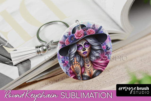 La Catrina Keychain - Halloween Sublimation PNG Sugar Skull Sublimation OrangeBrushStudio 