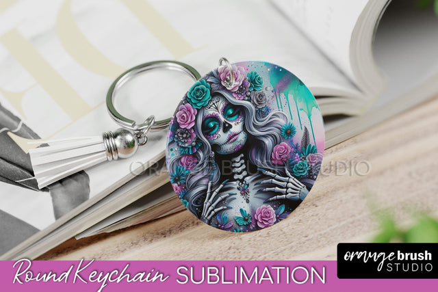 La Catrina Keychain - Halloween Sublimation PNG Sugar Skull Sublimation OrangeBrushStudio 