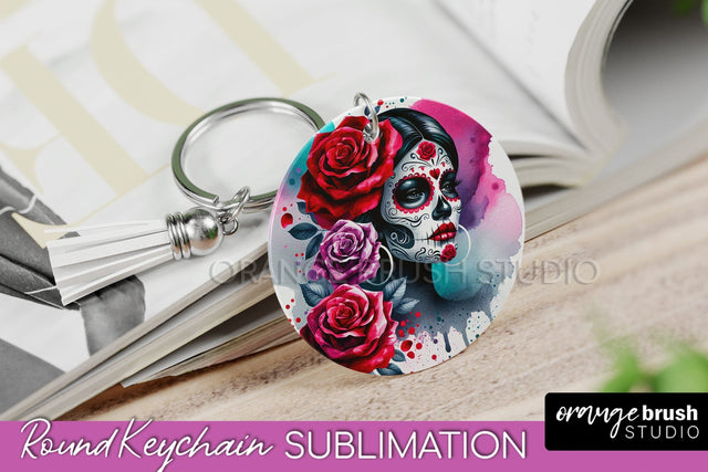 La Catrina Keychain - Halloween Sublimation PNG Sugar Skull Sublimation OrangeBrushStudio 