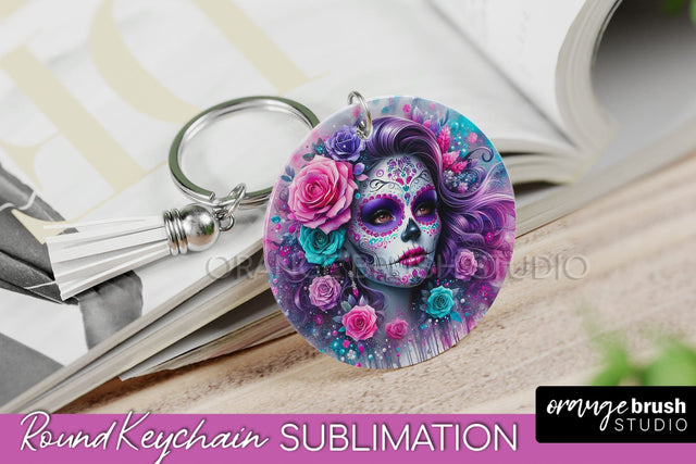 La Catrina Keychain - Halloween Sublimation PNG Sugar Skull Sublimation OrangeBrushStudio 
