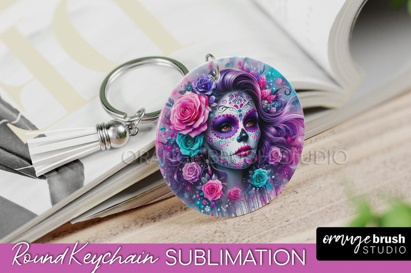 La Catrina Keychain - Halloween Sublimation PNG Sugar Skull Sublimation OrangeBrushStudio 