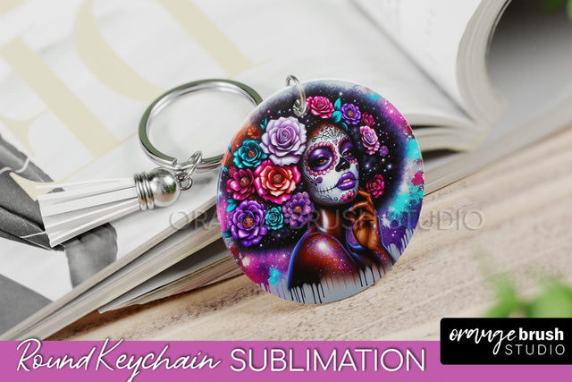 La Catrina Keychain - Halloween Sublimation PNG Sugar Skull Sublimation OrangeBrushStudio 