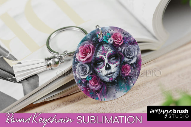 La Catrina Keychain - Halloween Sublimation PNG Sugar Skull Sublimation OrangeBrushStudio 
