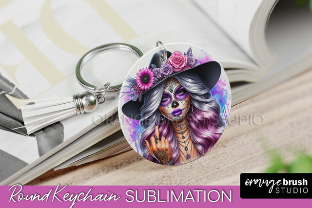 La Catrina Keychain - Halloween Sublimation PNG Sugar Skull Sublimation OrangeBrushStudio 