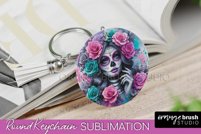 La Catrina Keychain - Halloween Sublimation PNG Sugar Skull Sublimation OrangeBrushStudio 
