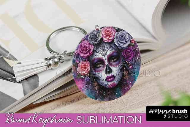 La Catrina Keychain - Halloween Sublimation PNG Sugar Skull Sublimation OrangeBrushStudio 