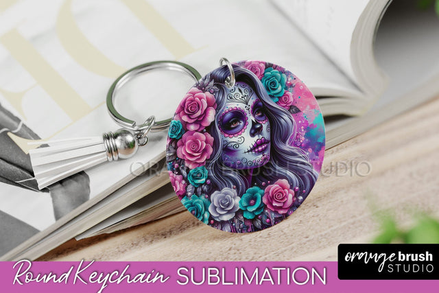 La Catrina Keychain - Halloween Sublimation PNG Sugar Skull Sublimation OrangeBrushStudio 