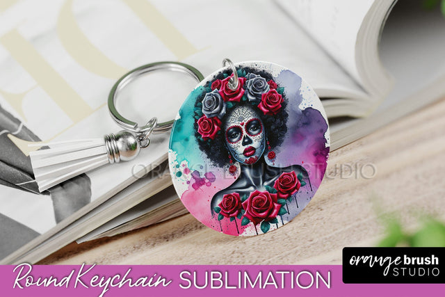 La Catrina Keychain - Halloween Sublimation PNG Sugar Skull Sublimation OrangeBrushStudio 