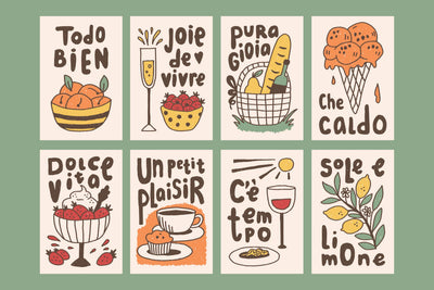 La Dolce Vita Summer Poster Set Digital Pattern Rin Green 