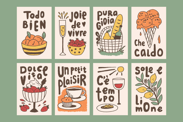 La Dolce Vita Summer Poster Set Digital Pattern Rin Green 