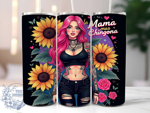 La Mama mas Chingona, Latina Mom, Tumbler Wrap, 20oz Tumbler, Empowering Quotes, Digital Download, Chingona Design Sublimation ToriDesigns 