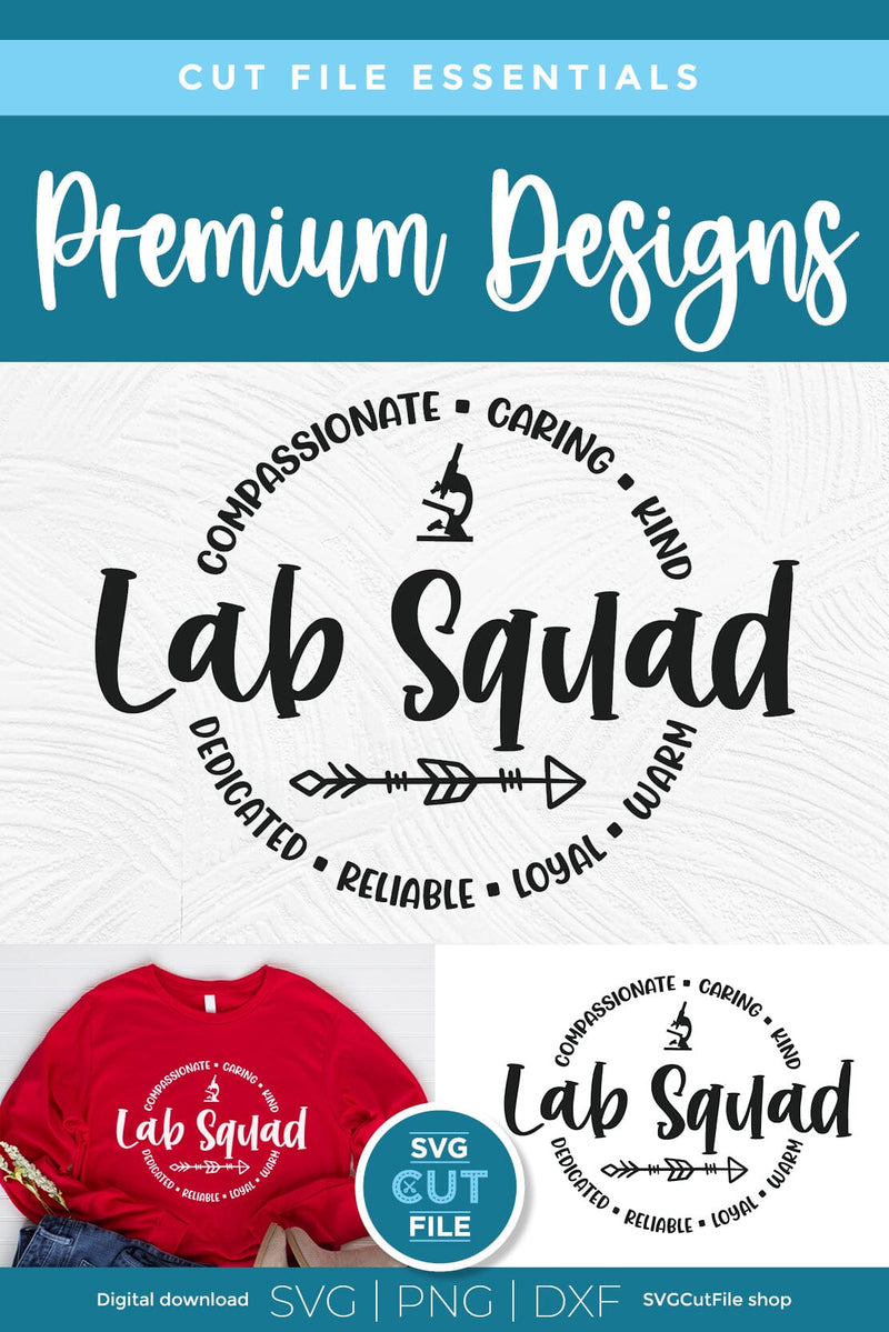 Lab Squad svg for Cricut and Silhouette cutting machines - So Fontsy
