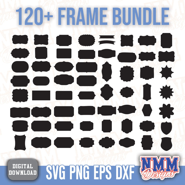 Label Frames SVG png Bundle Vintage Banner Shapes Clipart for Cricut Silhouette Cut Files Transparent Background SVG NMMDesignsShop 