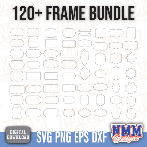 Label Frames SVG png Bundle Vintage Banner Shapes Clipart for Cricut Silhouette Cut Files Transparent Background SVG NMMDesignsShop 