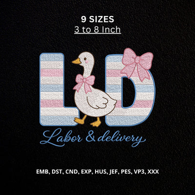 Labor and Delivery Nurse Machine Embroidery Design – L&D Goose Bow Maternity Nurse Design Embroidery/Applique DESIGNS PatternFeed8 