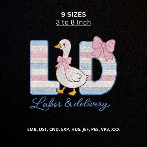 Labor and Delivery Nurse Machine Embroidery Design – L&D Goose Bow Maternity Nurse Design Embroidery/Applique DESIGNS PatternFeed8 