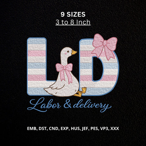 Labor and Delivery Nurse Machine Embroidery Design – L&D Goose Bow Nursing Design Embroidery/Applique DESIGNS PatternFeed8 