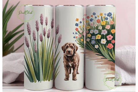 Labradoodle Floral Dog 20oz Tumbler Wrap Sublimation PixelChick 