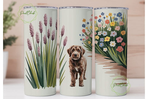 Labradoodle Floral Dog 20oz Tumbler Wrap Sublimation PixelChick 