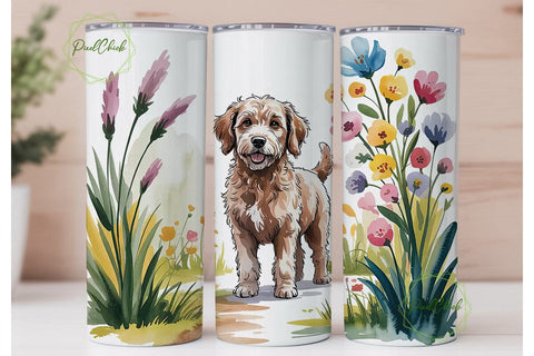 Labradoodle Floral Dog 20oz Tumbler Wrap Sublimation PixelChick 
