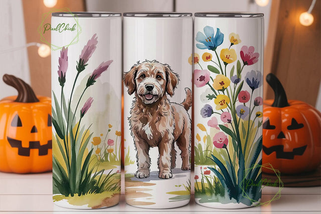 Labradoodle Floral Dog 20oz Tumbler Wrap Sublimation PixelChick 