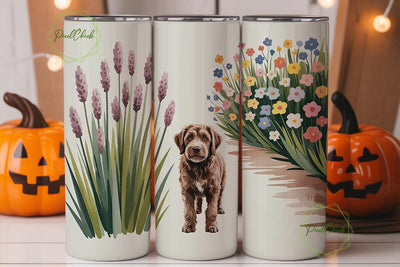 Labradoodle Floral Dog 20oz Tumbler Wrap Sublimation PixelChick 
