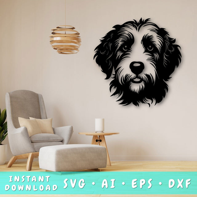 Labradoodle Laser SVG Cut File, Labradoodle Glowforge File, Labradoodle DXF, Labradoodle Wall Art SVG SVG HappyDesignStudio 