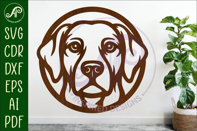 Labrador Dog Wall Art SVG Laser Cut Dog Face Circle Sign SVG APInspireddesigns 