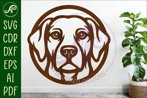 Labrador Dog Wall Art SVG Laser Cut Dog Face Circle Sign SVG APInspireddesigns 