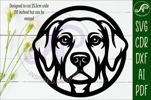 Labrador Dog Wall Art SVG Laser Cut Dog Face Circle Sign SVG APInspireddesigns 