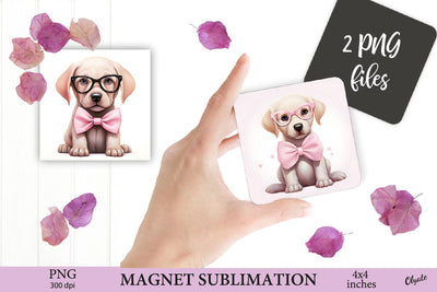 Labrador Magnet Sublimation PNG. Valentines Day Magnet PNG Sublimation Olga Terlyanskaya 