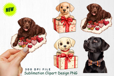 Labrador Puppy Gift Box Clipart Sublimation Regulrcrative 