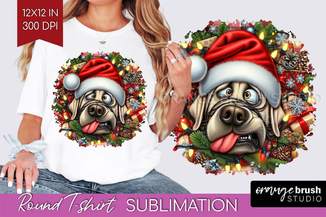 Labrador Retriever Christmas Dog Round Tshirt PNG Sublimation OrangeBrushStudio 