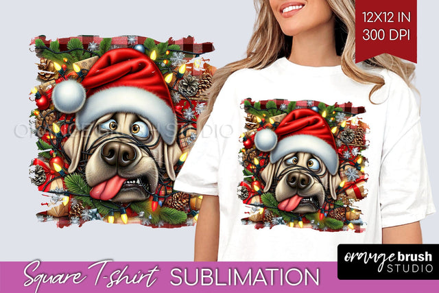 Labrador Retriever Christmas Dog Square Tshirt PNG Sublimation OrangeBrushStudio 