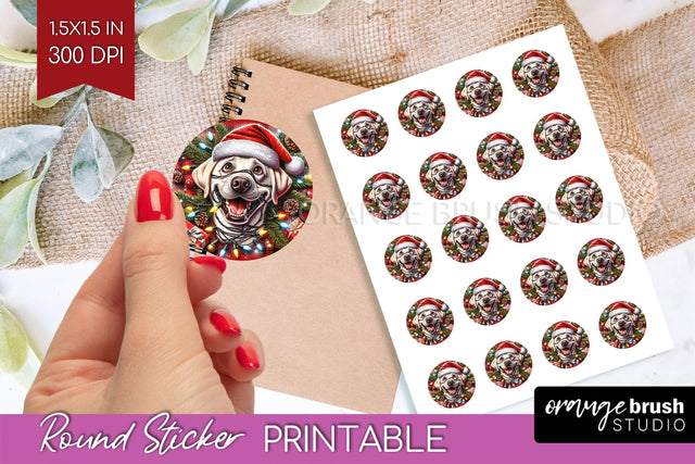 Labrador Retriever Dog Christmas Dog Printable Stickers Sublimation OrangeBrushStudio 
