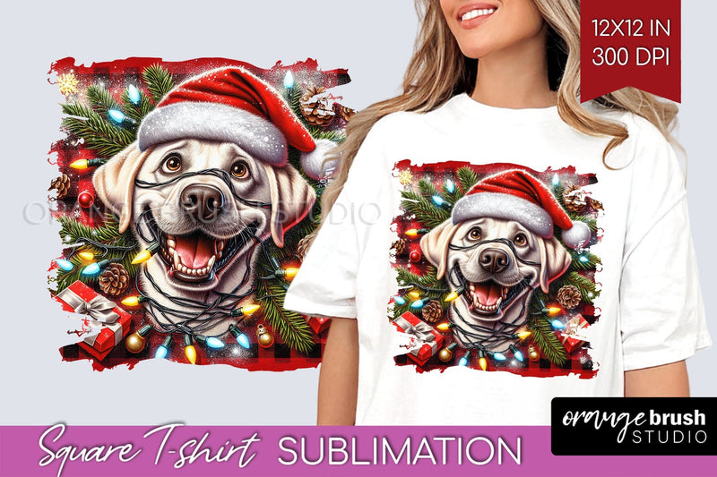 Labrador Retriever Dog Christmas Dog Square Tshirt PNG Sublimation OrangeBrushStudio 