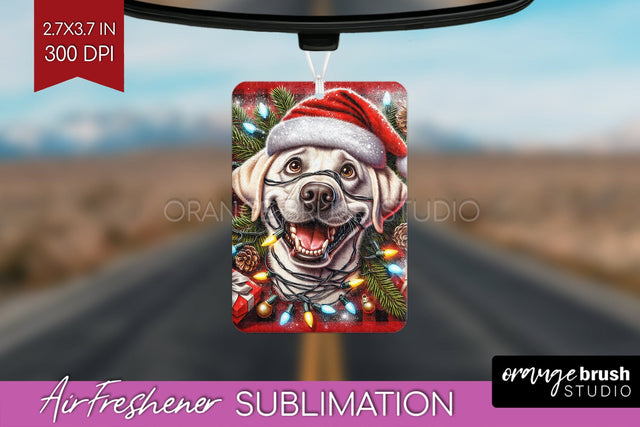 Labrador Retriever Dog Funny Christmas Dog Air Freshener Sublimation OrangeBrushStudio 