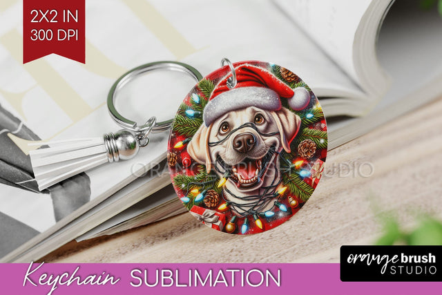 Labrador Retriever Dog Funny Christmas Dog Keychain PNG Sublimation OrangeBrushStudio 
