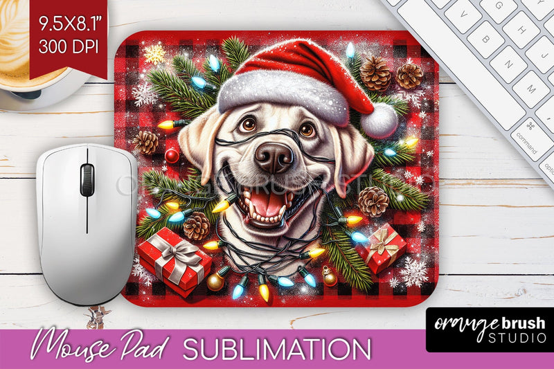 Labrador Retriever Dog Funny Christmas Dog Mouse Pad PNG Sublimation OrangeBrushStudio 
