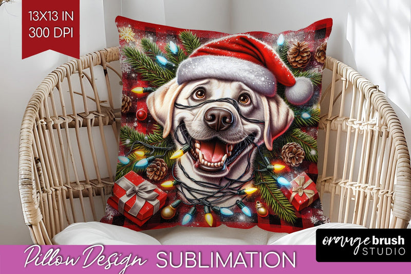 Labrador Retriever Dog Funny Christmas Dog Pillow Cover Sublimation OrangeBrushStudio 