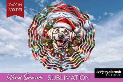 Labrador Retriever Dog Funny Christmas Dog Wind Spinner Sublimation OrangeBrushStudio 