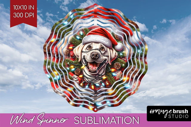 Labrador Retriever Dog Funny Christmas Dog Wind Spinner Sublimation OrangeBrushStudio 