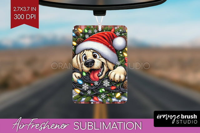 Labrador Retriever Funny Christmas Dog Air Freshener Sublimation OrangeBrushStudio 