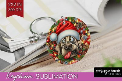 Labrador Retriever Funny Christmas Dog Keychain PNG Sublimation OrangeBrushStudio 