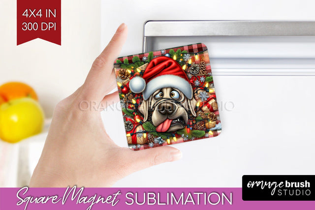 Labrador Retriever Funny Christmas Dog Magnet PNG Sublimation OrangeBrushStudio 