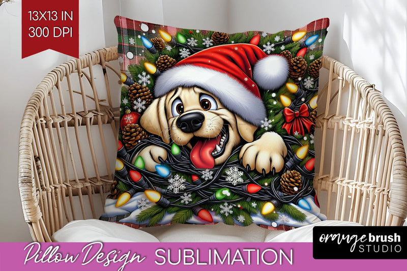 Labrador Retriever Funny Christmas Dog Pillow Cover Sublimation OrangeBrushStudio 